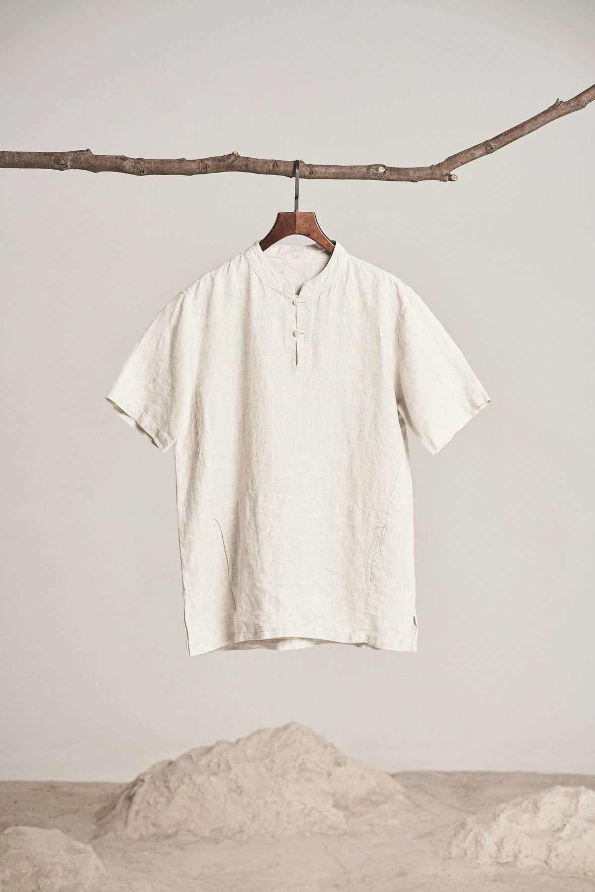 White linen shirt hanging in daylight