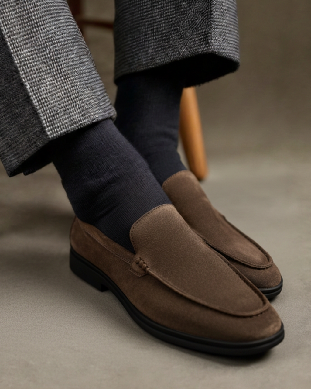Suede Loafer, Black Sole